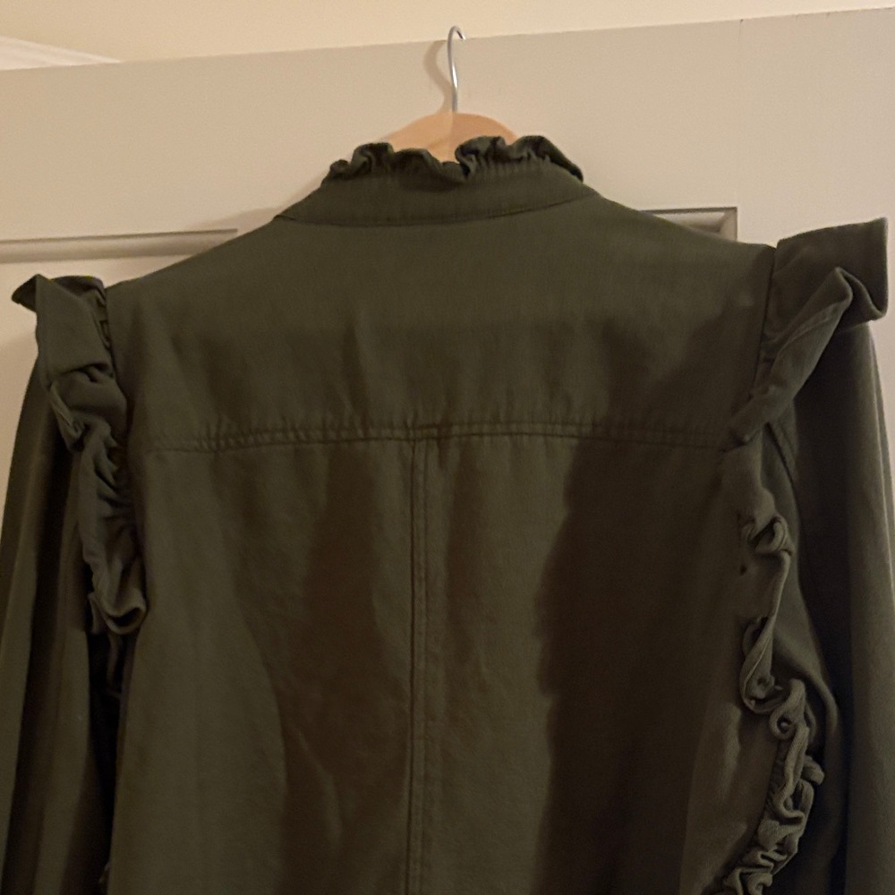 Dolan Dark Green Ruffle Utility Jacket - Picture 5 of 6